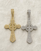 10K Celtic Cross Diamond Baguette Pendant 1.2ct styled photo