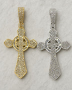 10K Celtic Cross Diamond Baguette Pendant 2.0ct styled photo