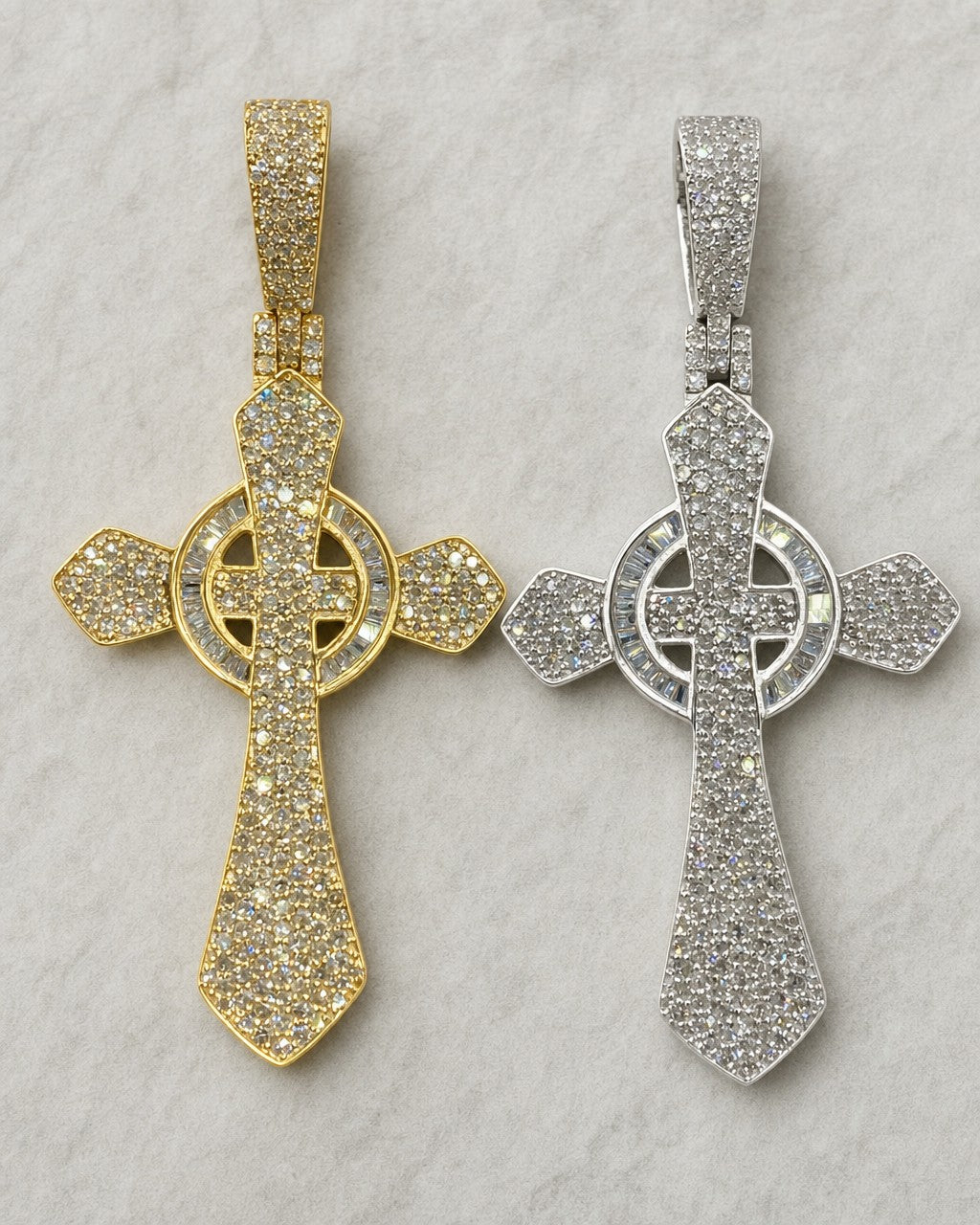 10K Celtic Cross Diamond Baguette Pendant 2.0ct styled photo