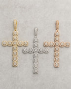 10K Square Cross Diamond Pendant styled photo