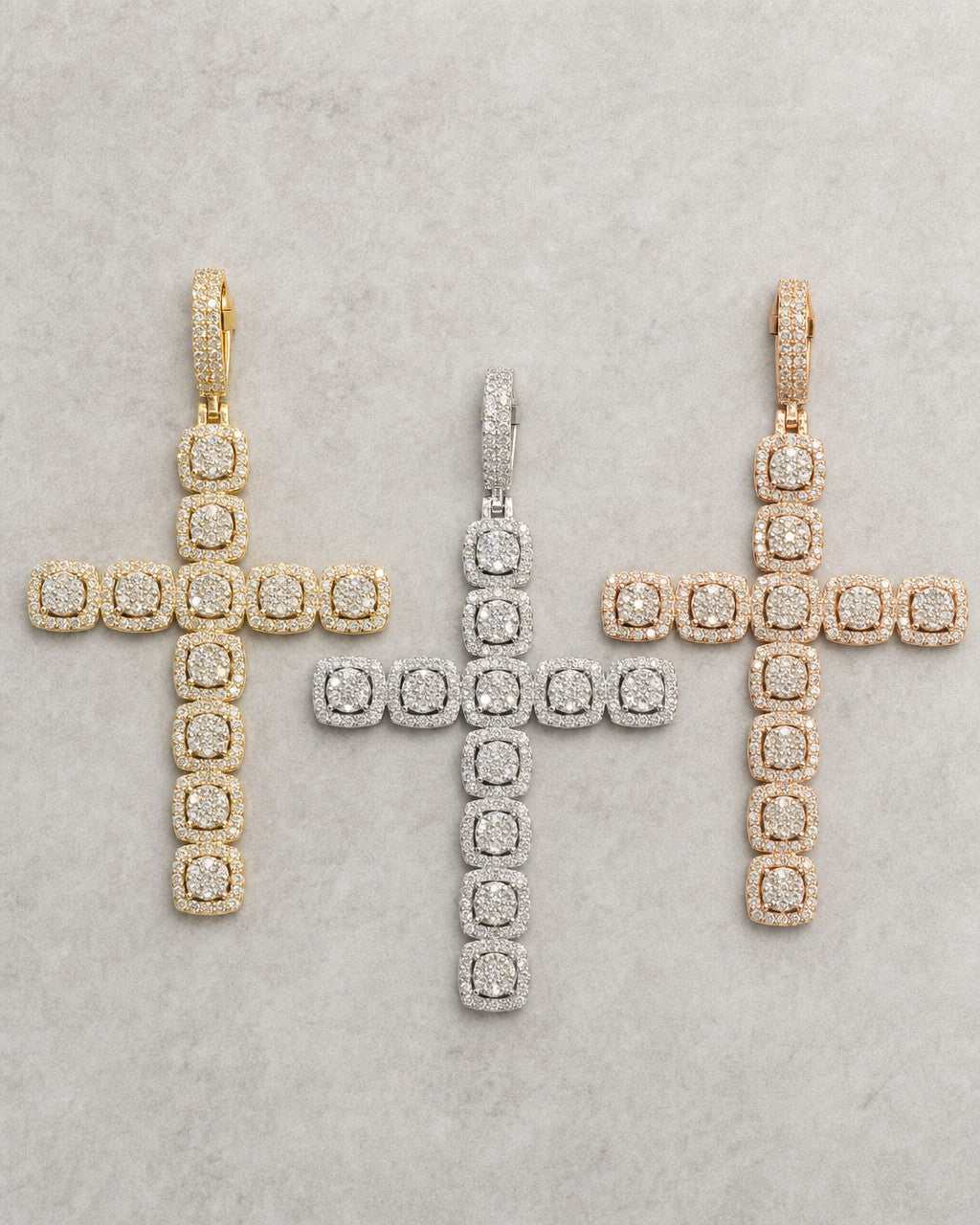 10K Square Cross Diamond Pendant styled photo