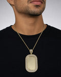 Male model wearing 10K Rounded Rectangle Picture Photo Pendant