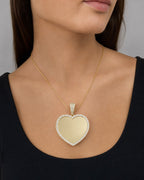 Female model wearing 14K Heart Picture Photo Pendant