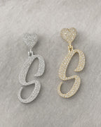 14k Initial S Script Heart Diamond Pendant styled photo