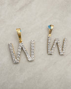 14k Single Stone Initial W Pendant styled photo