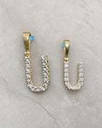 14k Single Stone Initial U Pendant styled photo