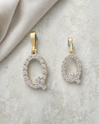 14k Single Stone Initial Q Pendant styled photo