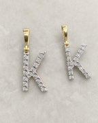 14k Single Stone Initial K Pendant styled photo