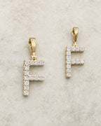 14k Single Stone Initial F Pendant styled photo