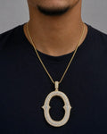 Male model wearing Initial O Old English Pendant