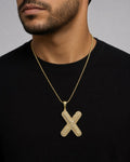 Male model wearing Initial X Bubble Pendant