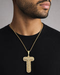 Male model wearing Initial T Bubble Pendant