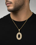 Male model wearing Initial O Bubble Pendant