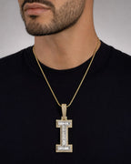Male model wearing Initial I Baguette Pendant