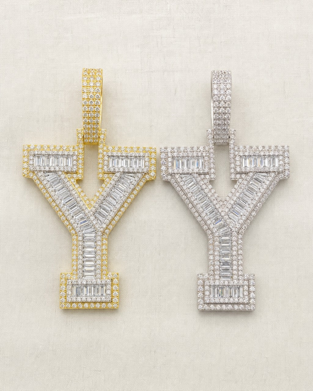 Initial Y Baguette Pendant styled photo