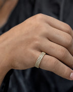 Male model wearing 14K Iced-Out Diamond Band 1.2ct