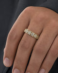 Male model wearing 14K Space Flower Diamond Ring 1.4ct