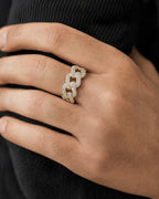 Male model wearing 14K Gold 9MM Cuban Link Diamond Ring