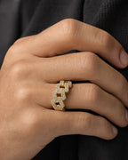 Male model wearing 14K Gold 11MM Cuban Link Diamond Ring