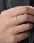 Female model wearing 14K Wedding Band Diamond Ring