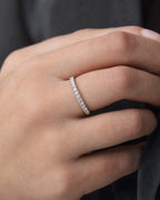 Female model wearing 14K Wedding Band Diamond Ring