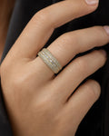 Female model wearing 14K Eternity Diamond Baguette ring