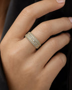 Female model wearing 14K Eternity Diamond Baguette ring