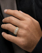 Male model wearing 14K Flower Diamond Ring