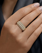 Female model wearing 14K California Eternity Diamond Ring 9.4ct