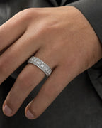 Male model wearing 14K Diamond Baguette Band Ring