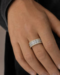 Male model wearing 14K Double Cuffs Diamond Baguette Band
