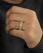 Male model wearing 14K Diamond Baguette Squares Band