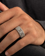Male model wearing 14K French Diamond Baguette Ring