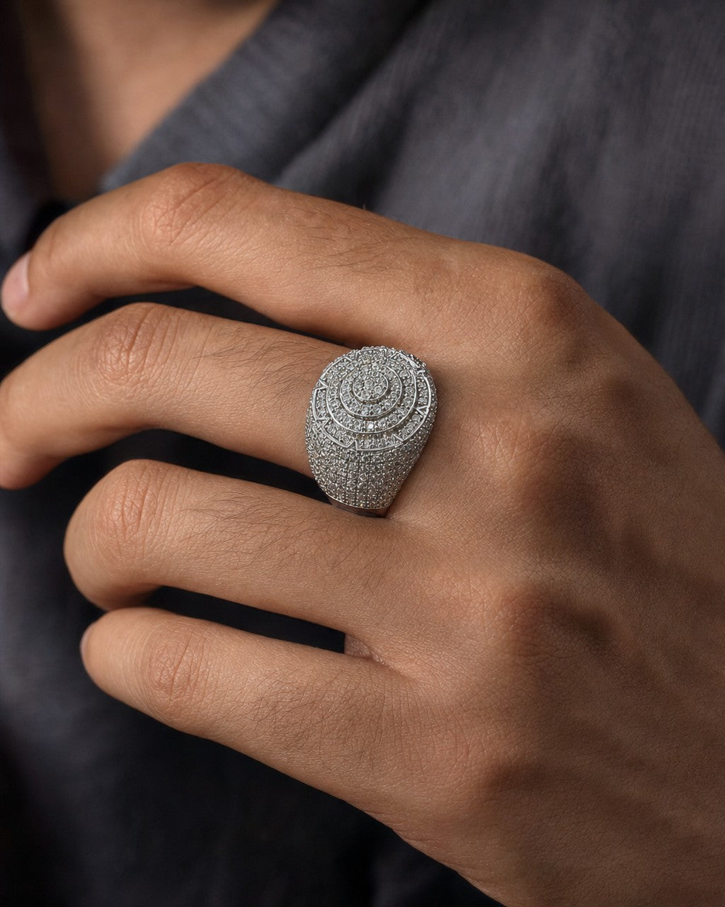 Male model wearing 14K American Prince Diamond Ring
