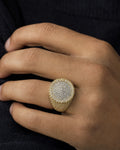 Male model wearing 14K Circle White Face Diamond Ring