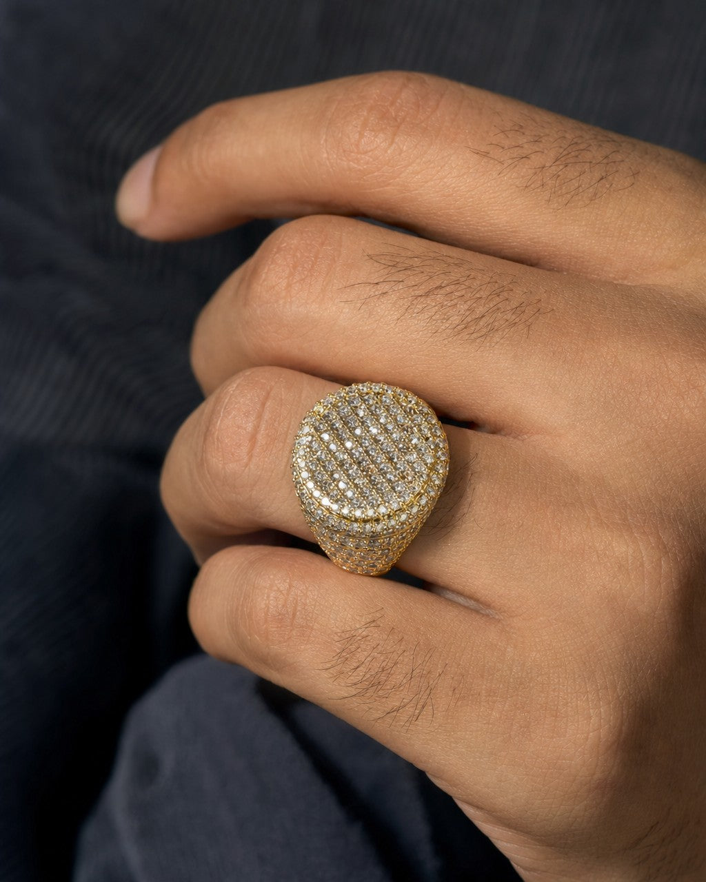 Male model wearing 14K Circle Diamond Ring