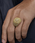 Male model wearing 14K Flower Diamond Dome Ring
