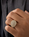 Male model wearing 14K Rounded Square Jumbo Diamond Ring