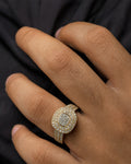 Male model wearing 14K Square Madrid Diamond Ring