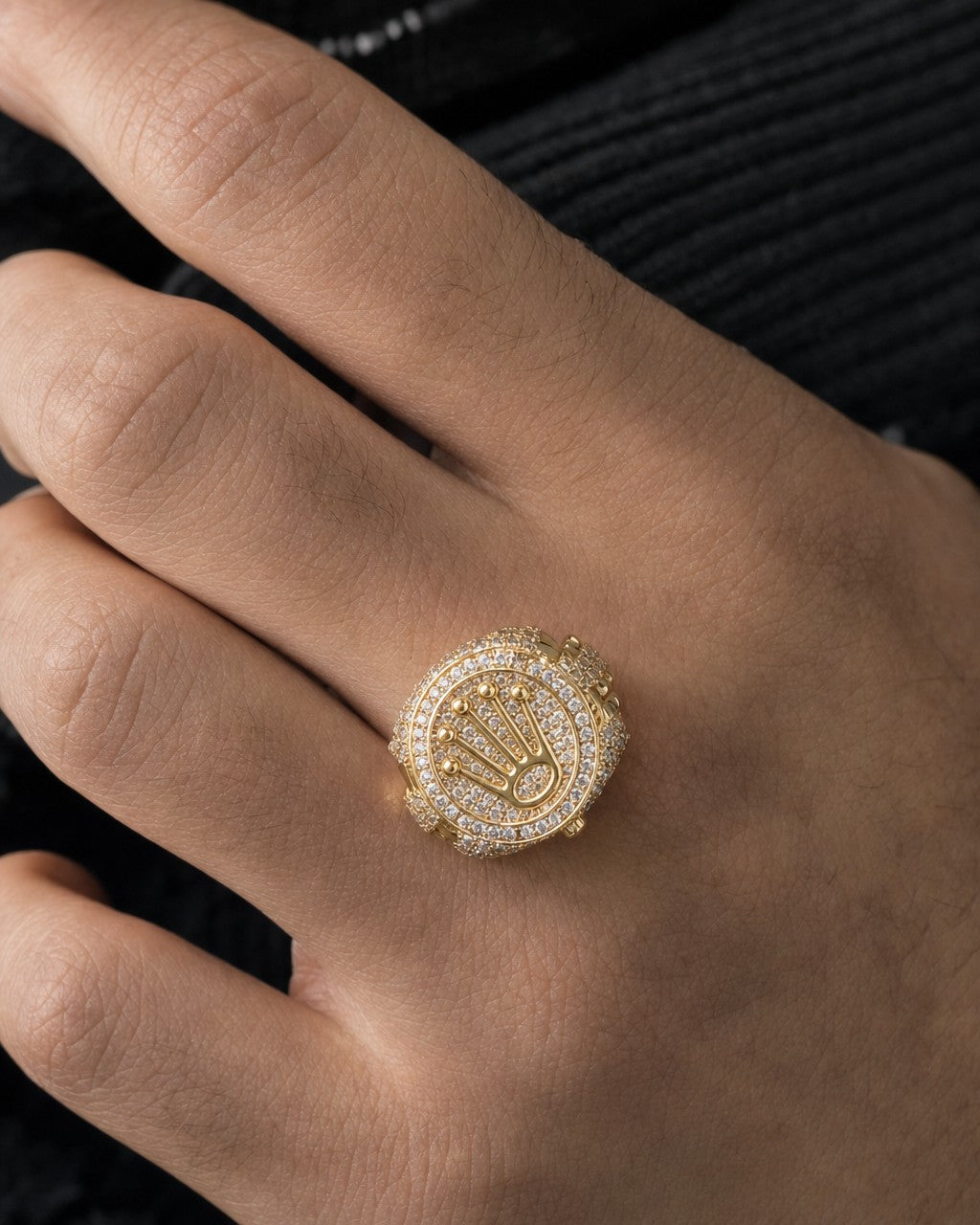 Male model wearing 14K Crown Diamond Ring