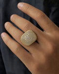 Male model wearing 14K Square Jumbo Miami Diamond Ring