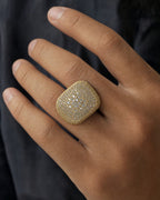 Male model wearing 14K Square Jumbo Miami Diamond Ring