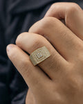 Male model wearing 14K Rose Square Diamond Ring
