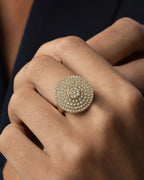 Male model wearing 14K Flat Cake Diamond Ring