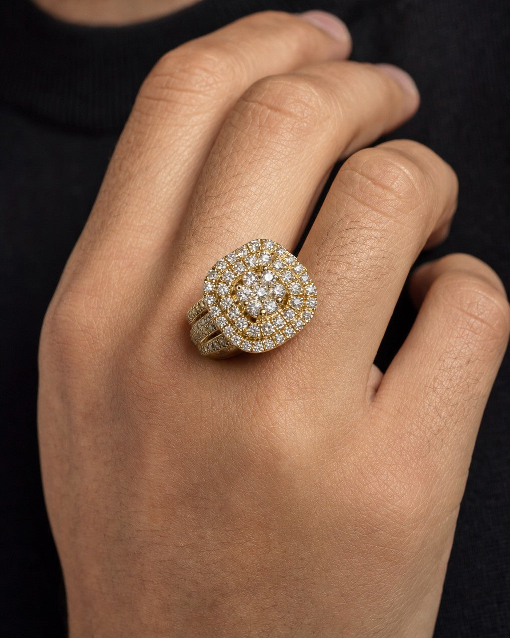 Male model wearing 14K Phoenix Diamond Ring