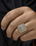 Male model wearing 14k Square Titan Ring