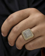 Male model wearing 14k Square Titan Ring