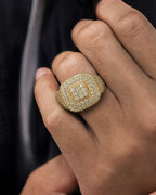 Male model wearing 14k Square Layer Ring