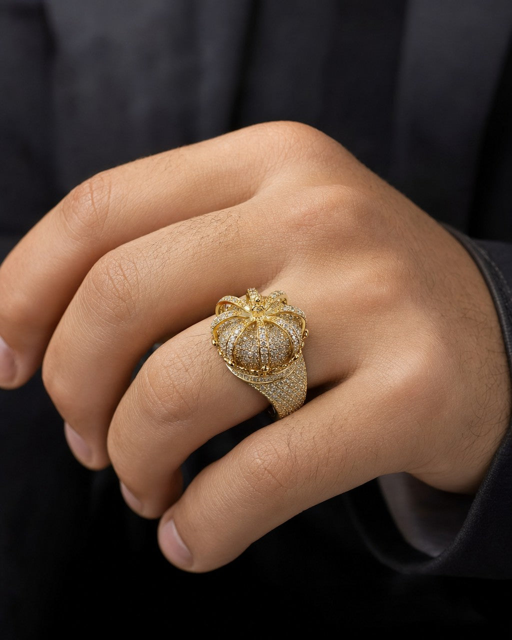 Male model wearing 14K Royal Diamond Ring