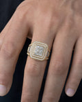 Male model wearing 14K 18.4MM Champion Diamond Baguette Ring